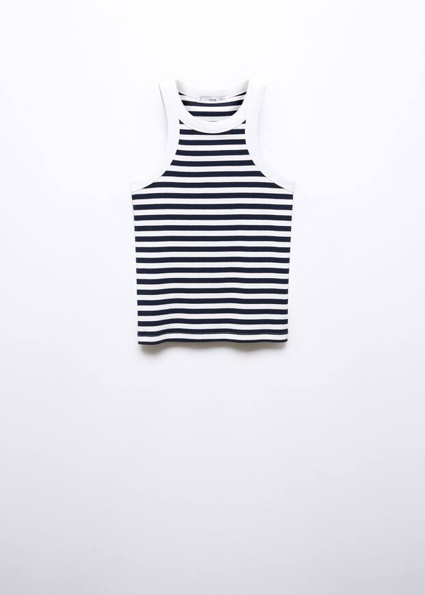 Ribbed cotton-blend top | MANGO (UK)