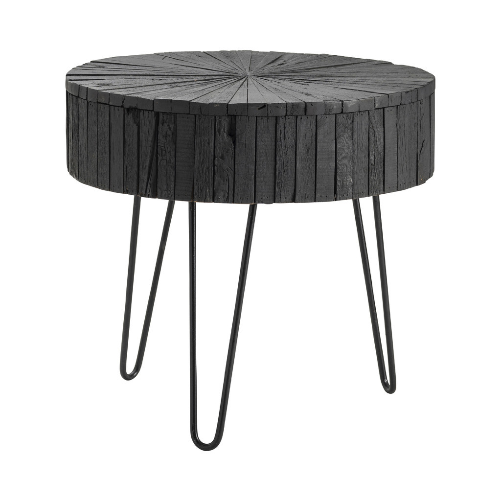 Charred Wood Hairpin Leg End Table In Black | 1stopbedrooms