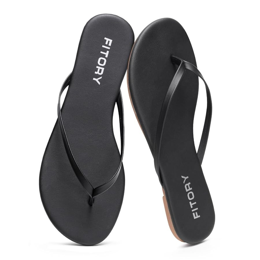 FITORY Women’s Fashion Flip Flops Comfortable Leather Summer Beach Thong Walking Sandals on Ind... | Amazon (US)