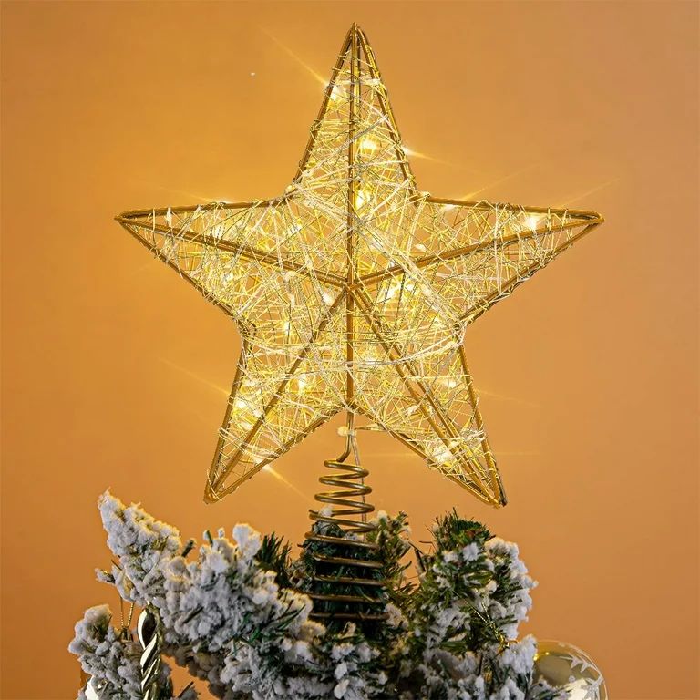 Christmas Star Tree Topper, Lighted Christmas Tree Topper, Hollow Gold Lighted Tree Star, LED Lig... | Walmart (US)