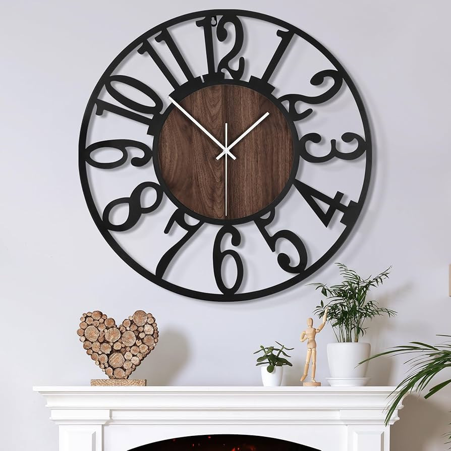 Large Wall Clock for Living Room Decor, 14 Inch Non Ticking Silent, Battery Operated Modern Vinta... | Amazon (US)