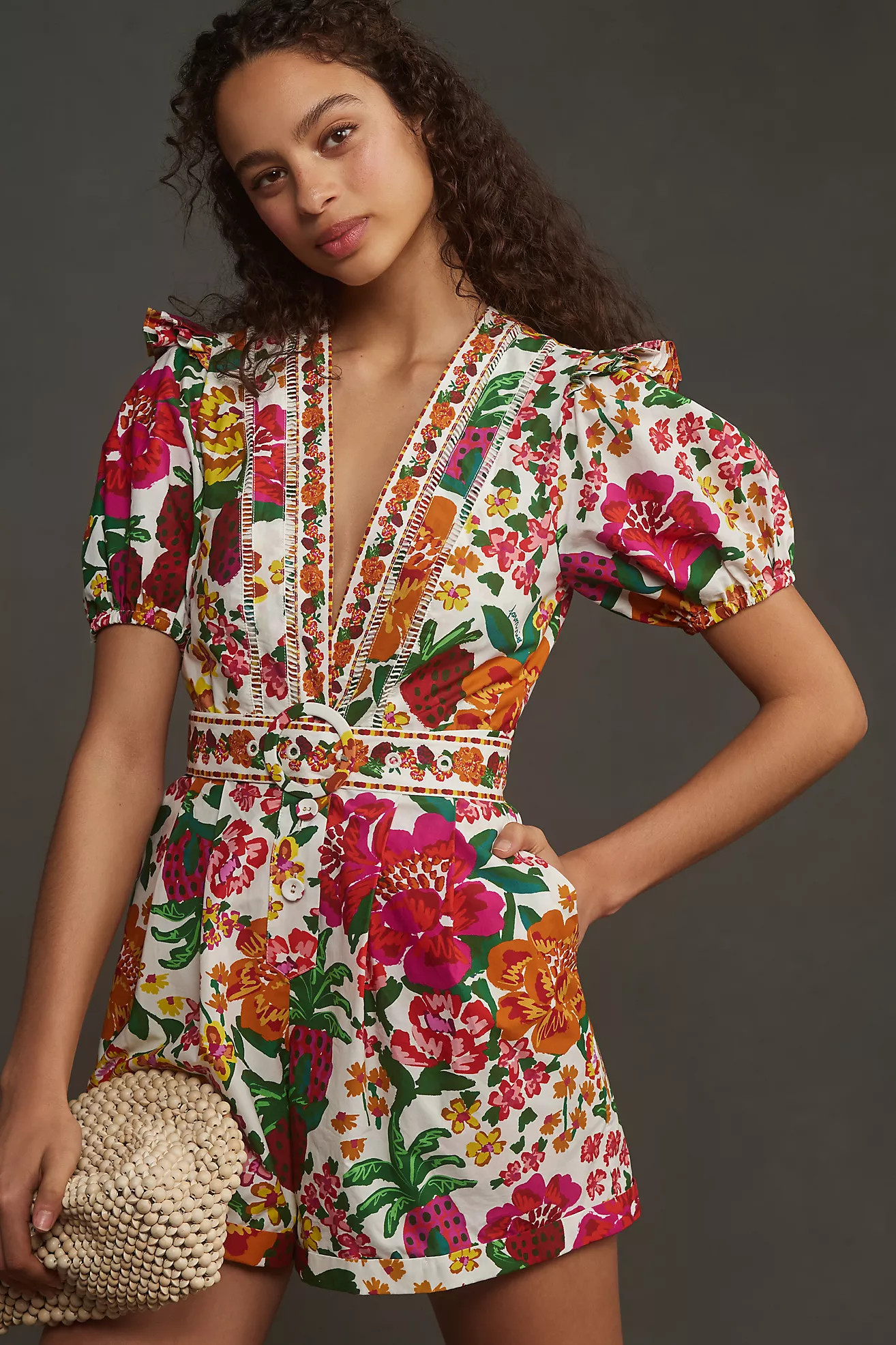 Farm Rio Flowerful Sketch Romper | Anthropologie (US)