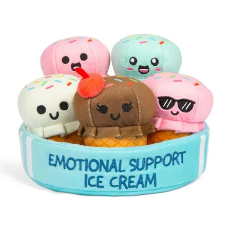 Emotional Support Ice Cream Plush Toys by Emotional Support Pals, 5 Mini Plushies with Carrying Basket, A Cute Valentines Classroom Gifts | Walmart (US)
