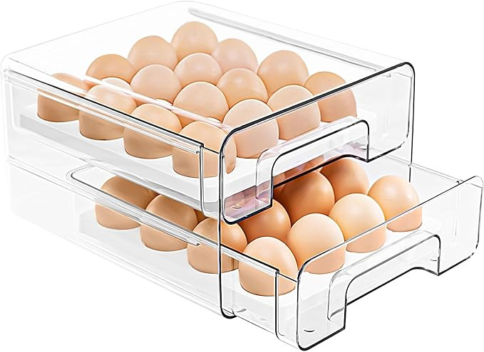 elabo 32 Egg Holder for Fridge, Multifunctional Stackable Refrigerator Egg Storage Container Orga... | Amazon (US)