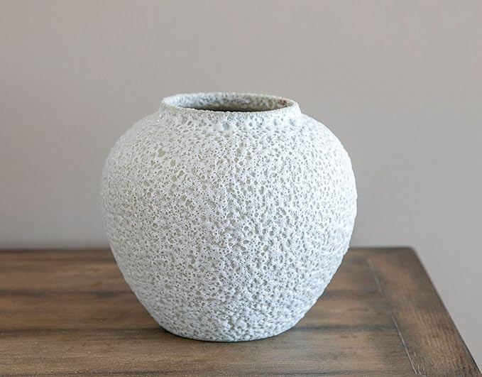 White Ceramic Vase Flower Vase, Big Textured Round Vase for Centerpieces, Kitchen, Living Room, B... | Amazon (US)