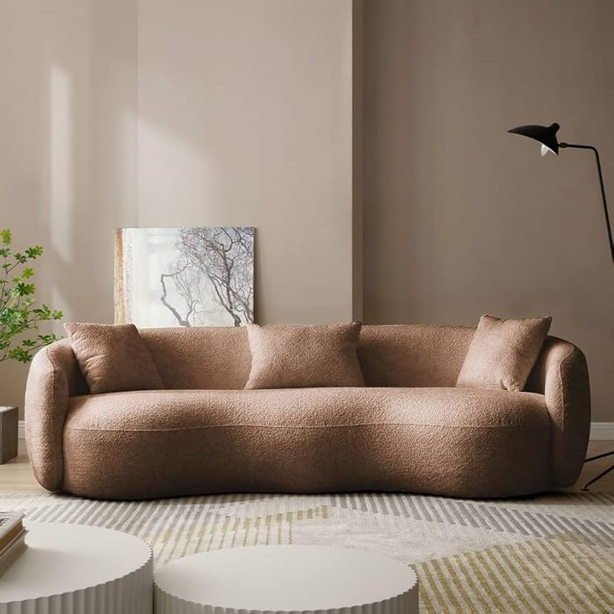 Curved Couch, 93.6" 4-Seater Modern Boucle Sectional Sofa, Comfy Cloud Upholstered 4 Seat Leisure... | Amazon (US)