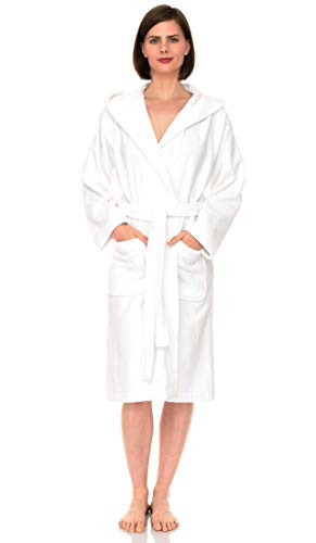 TowelSelections Womens Hooded Robe Cotton Soft Towel Bathrobe Terry Cloth Shower Bath Robes for Women XX-Large White | Amazon (US)