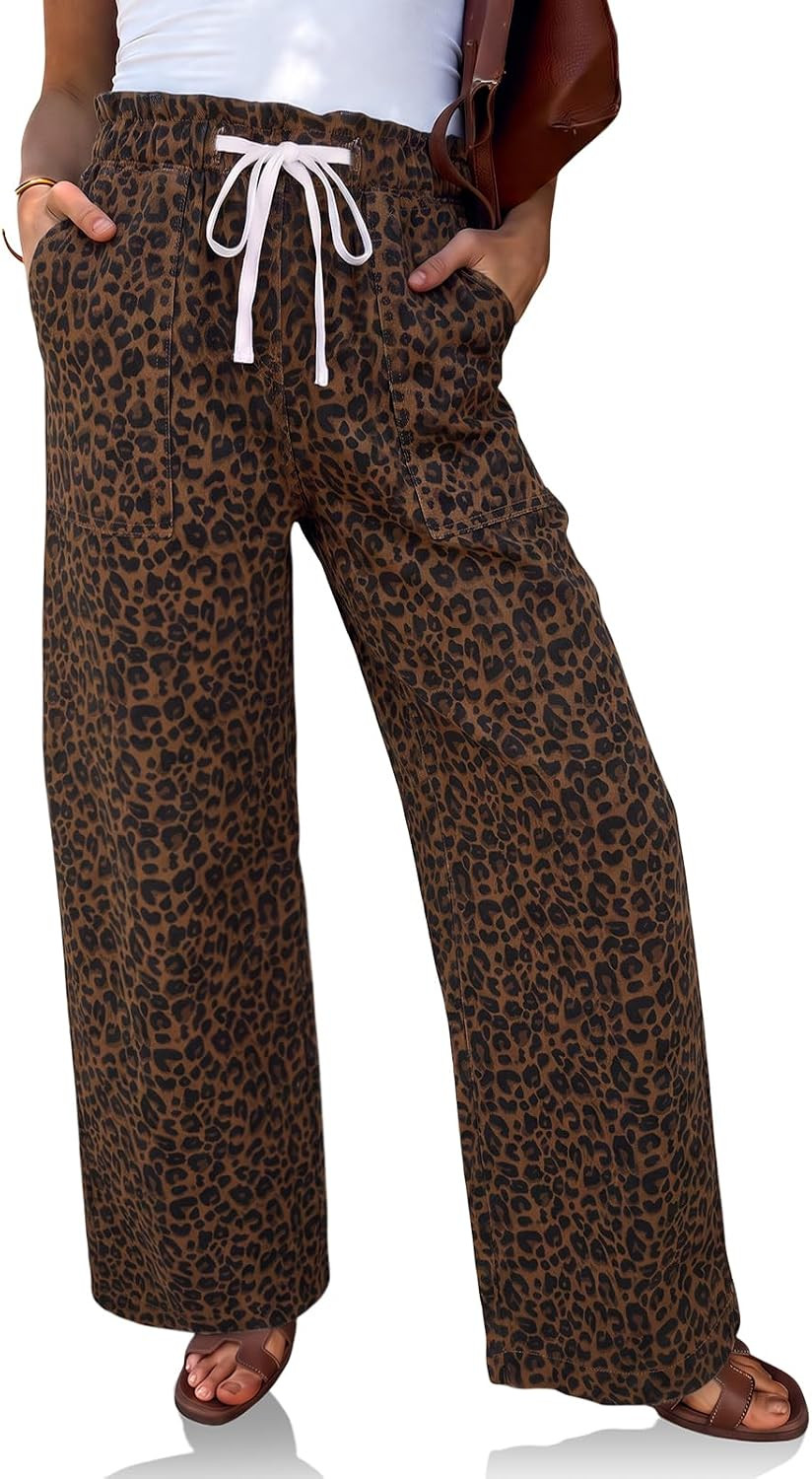 Cicy Bell Womens Drawstring Wide Leg Jeans Baggy High Waisted Denim Pants | Amazon (US)