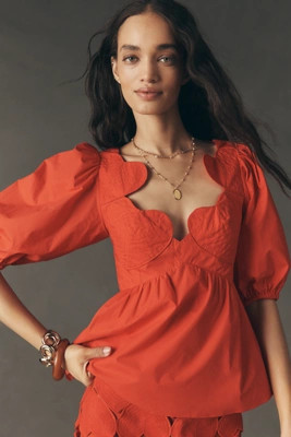 Farm Rio Cutout Hearts Blouse | Anthropologie (US)