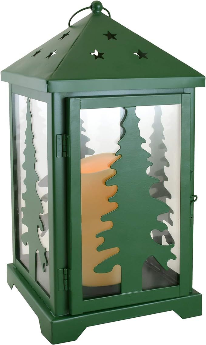 Lumabase 91701 Metal Lantern with Battery Operated Candle-Green Pine Tree, Multicolor | Amazon (US)