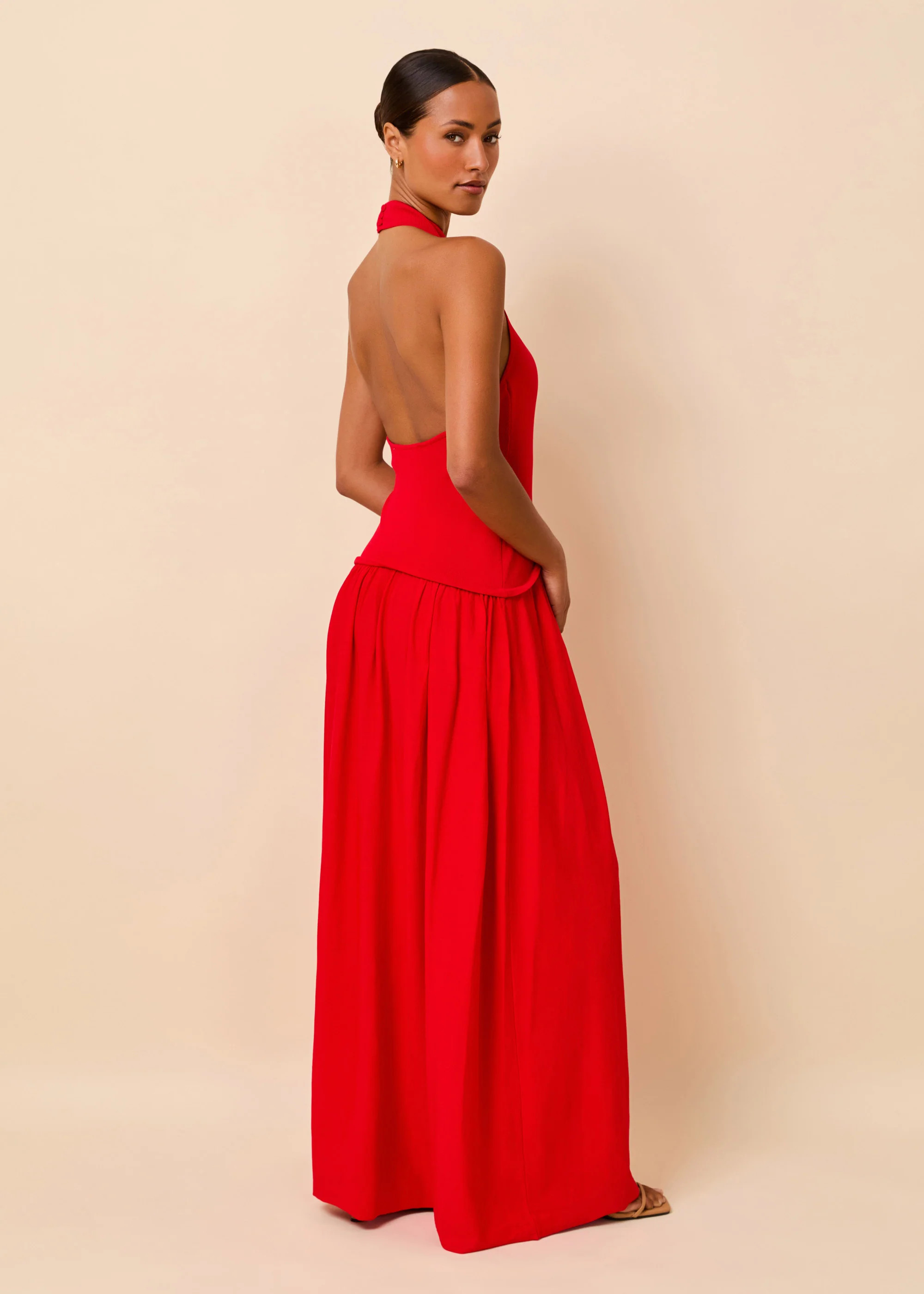 The Halter Soglio Dress In Apple Red | Solid & Striped