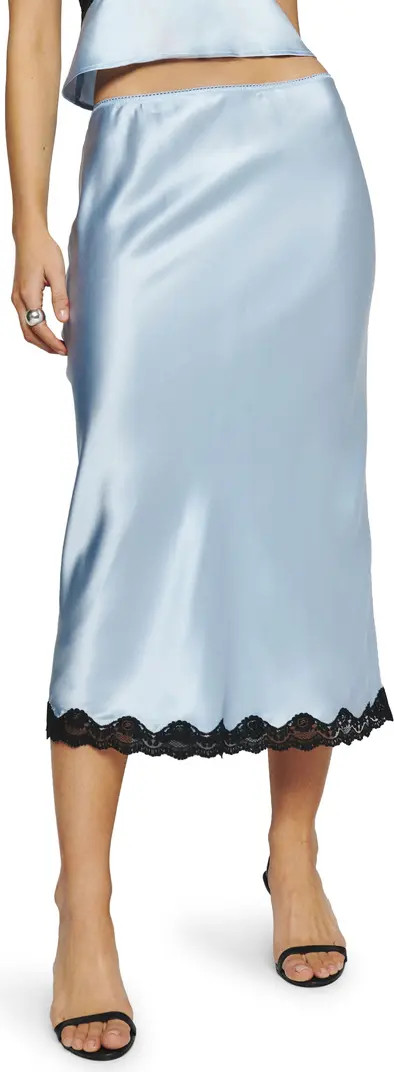 Arie Lace Trim Silk Midi Skirt | Nordstrom