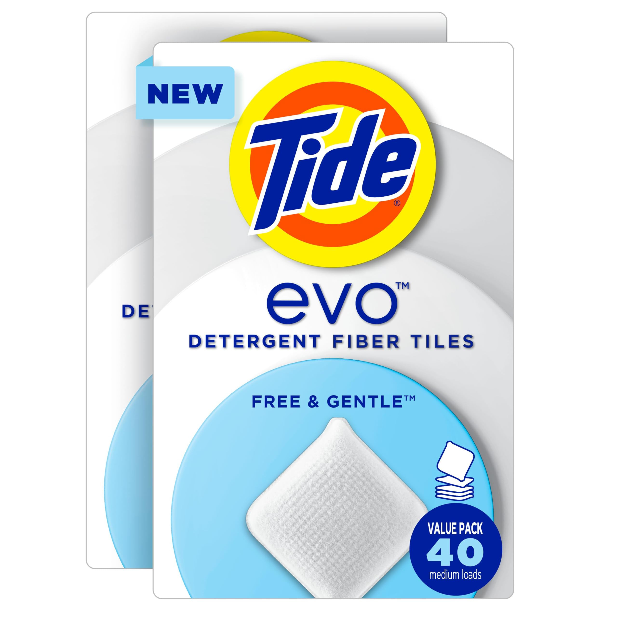 Tide Evo Free & Gentle Laundry Detergent Tiles, Fragrance-Free, 40 Medium Sized Loads, 40 ct, Eas... | Amazon (US)
