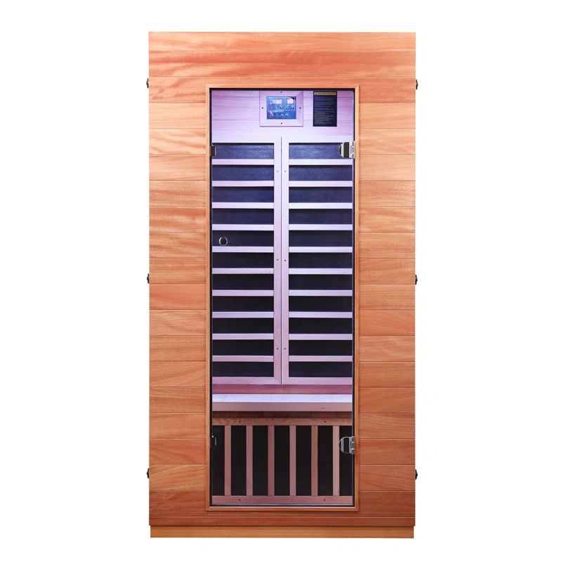 Hongyuan 1 Single Person Indoor Bluetooth Low EMF Infrared Sauna In Okoume & Hemlock Wood | Wayfair North America