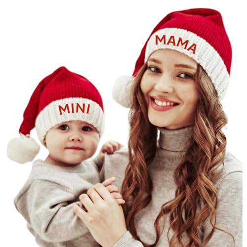 Embroidered Mama and Mini Mother And Child Matching Santa Hats, Mommy And Baby Christmas Hat, Matching Mommy and Me Winter Hats, Cute Crochet Beanies For Babies And Mom For Christmas Gift. | Amazon (US)