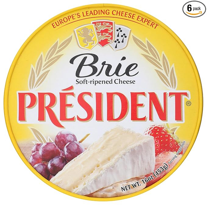 President Brie Cheese, Soft-Ripened, Round, Pasteurized Cow's Milk, RBST Free, Kosher, 16 Ounces ... | Amazon (US)