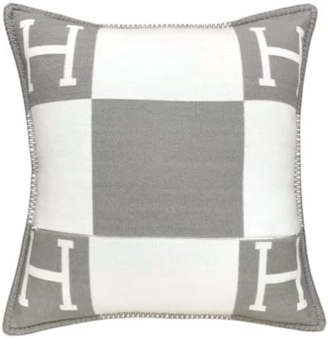 17"X 17" Wool H Pillow Cover,Luxury Soft Breathable H Pillow Cover with Hidden Zipper (Gray) | Amazon (US)