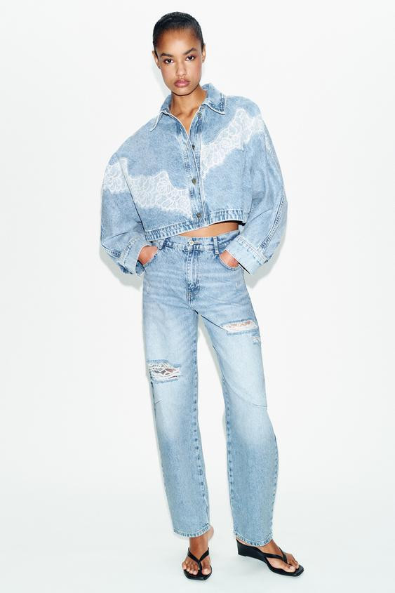 Z1975 CROPPED LACE DENIM JACKET | Zara US