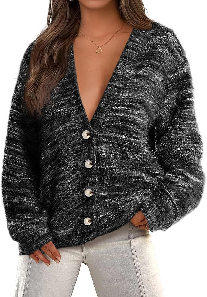 PRETTYGARDEN Womens Cardigan Sweaters Fall Fashion 2025 Striped Long Sleeve Button V Neck Knit Fu... | Amazon (US)