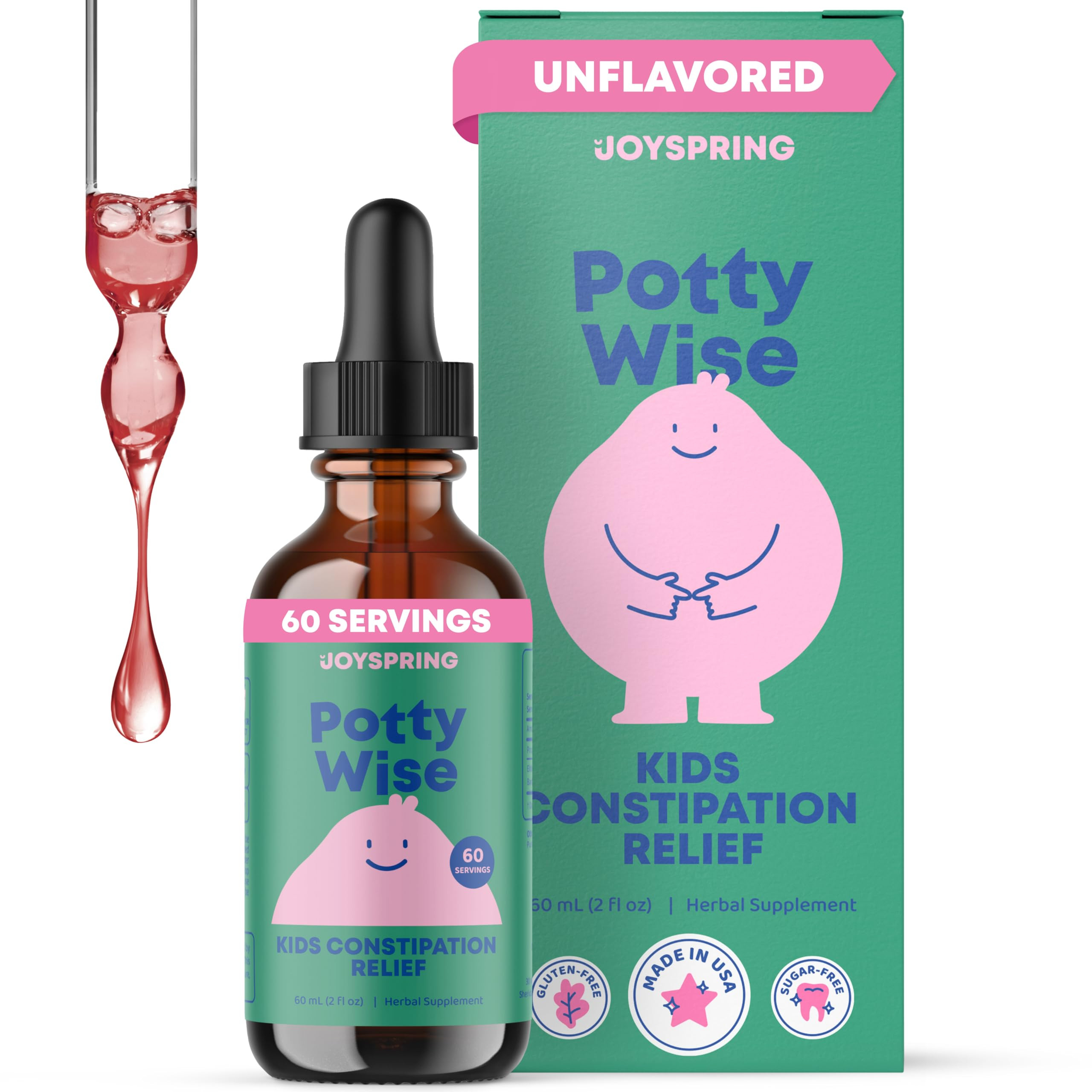 JoySpring Potty Wise – Gentle Digestive Support for Kids – Promotes Healthy Digestion with Senna & Elderberry – Vegan, Gluten-Free, Sugar-Free (2 fl oz) 60 Servings | Amazon (US)