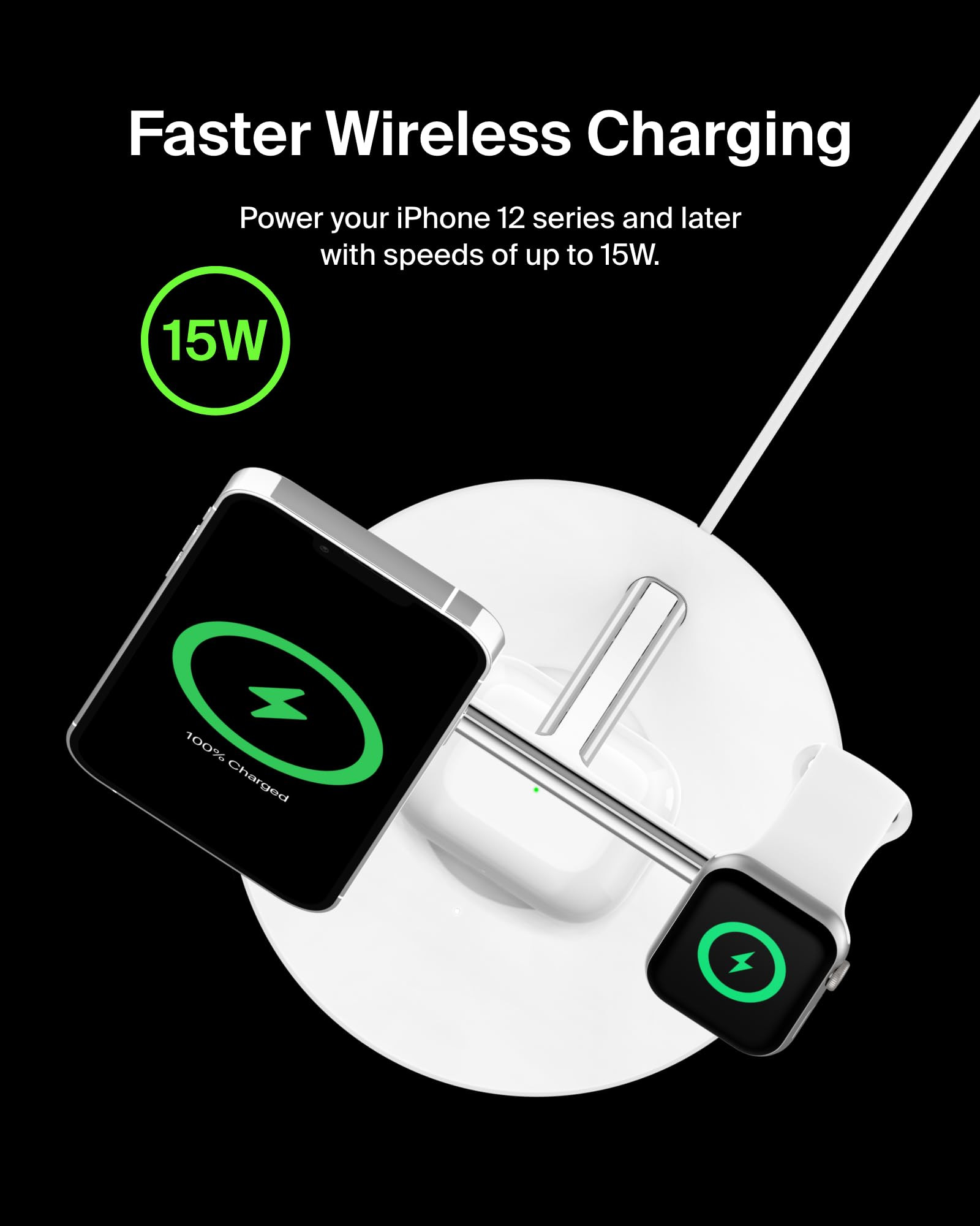 Belkin MagSafe Charger, 3-in-1 Wireless Charging Stand, 2ND GEN, 33% Faster for Apple Watch, iPho... | Amazon (US)