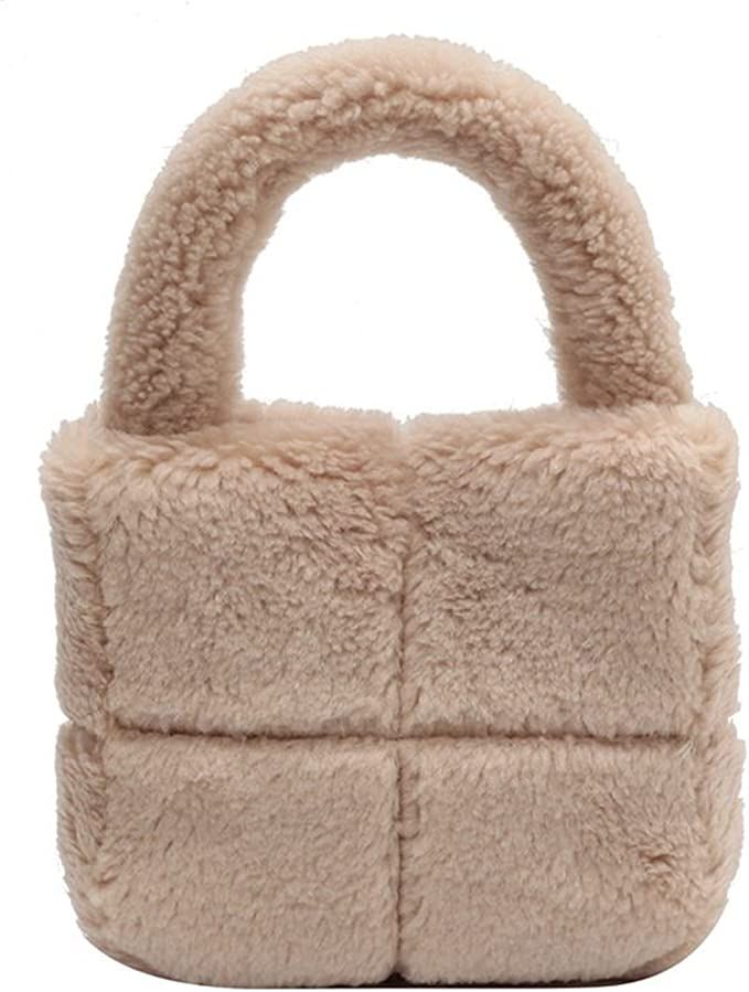Fluffy Sherpa Mini Tote Bag for Women Girls Kawaii Purse Cute Tote Bag Aesthetic Soft Plush Handb... | Amazon (US)