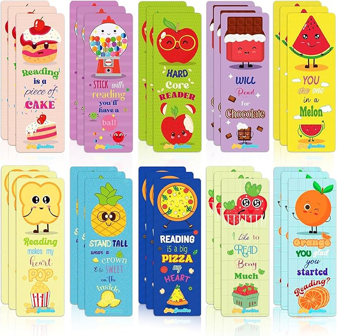Large Sized Scratch and Sniff Scented Bookmarks, 10 Styles – Fun Smelly Bookmarks for Kids, Tea... | Amazon (US)