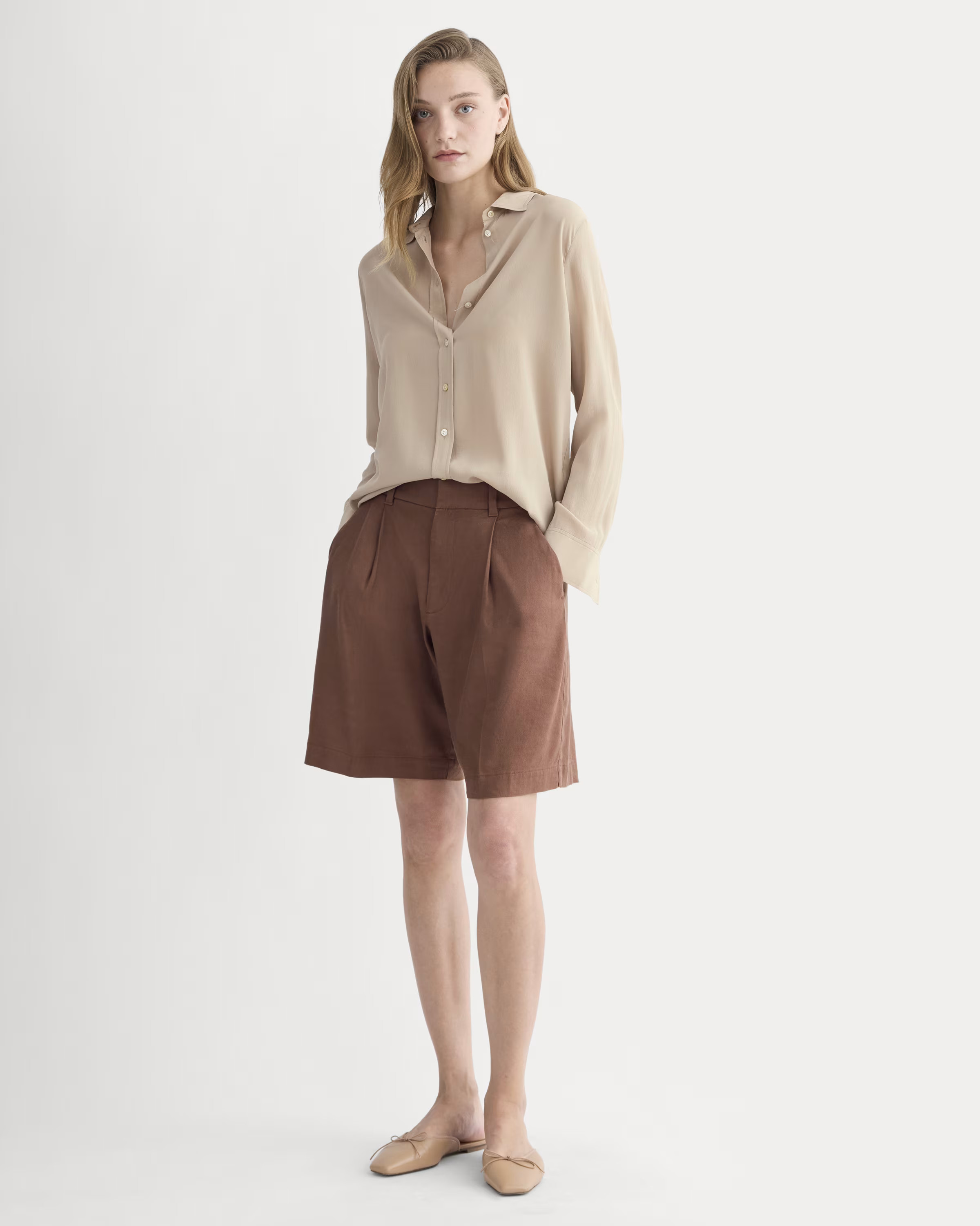 The Pleated Short in Stretch Linen | Everlane