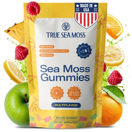 TrueSeaMoss Sea Moss Gummies – Immune Support, Energy Boost, Skin & Hair Health, Detox with Magnesium, Burdock Root & Bladderwrack – 60 Multiflavor Gummies, Made in the USA | Walmart (US)