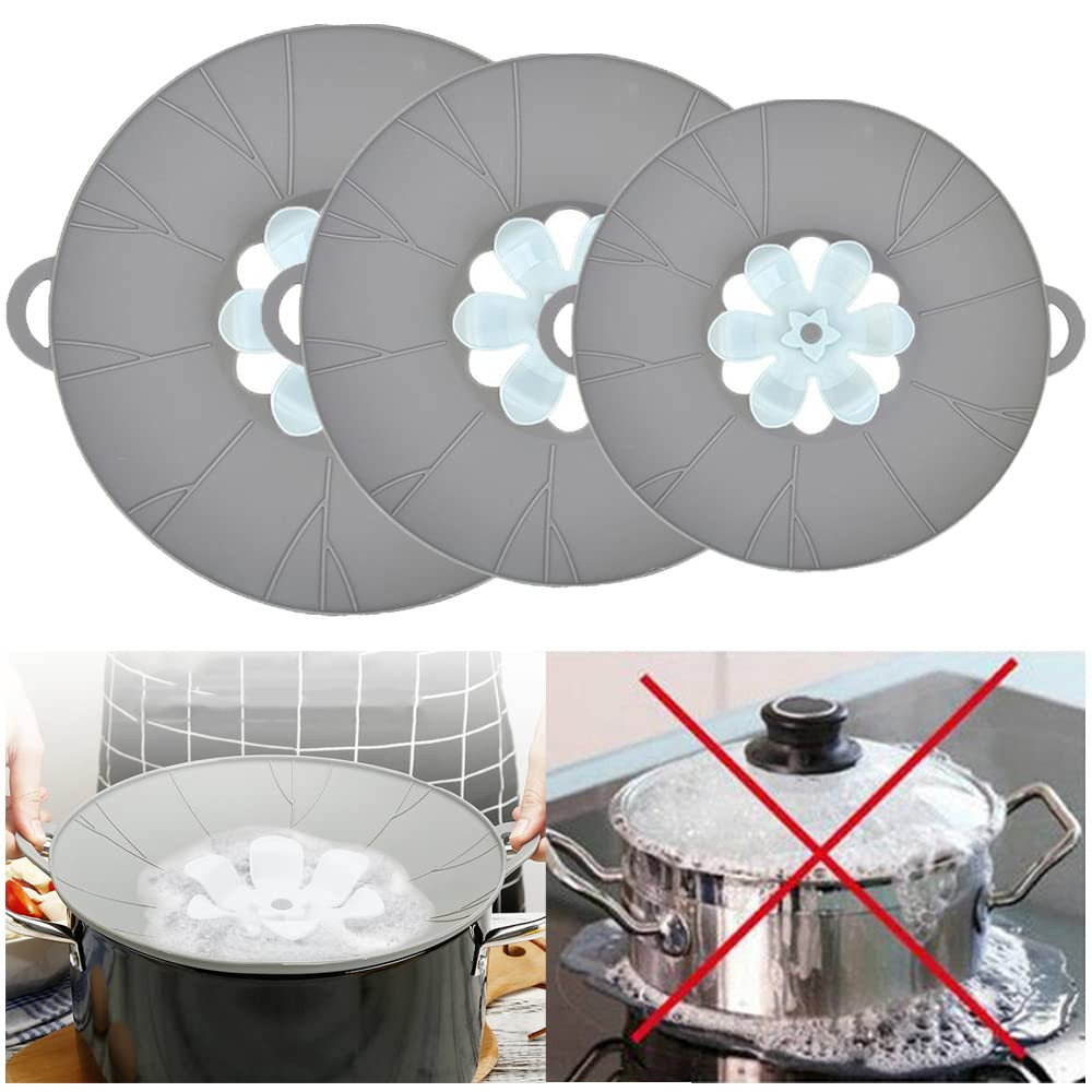 3pcs Silicone Lid Set, Microwave Splatter Cover, Reusable Heat Resistant Lids, Boil Safeguard, Sp... | Amazon (US)