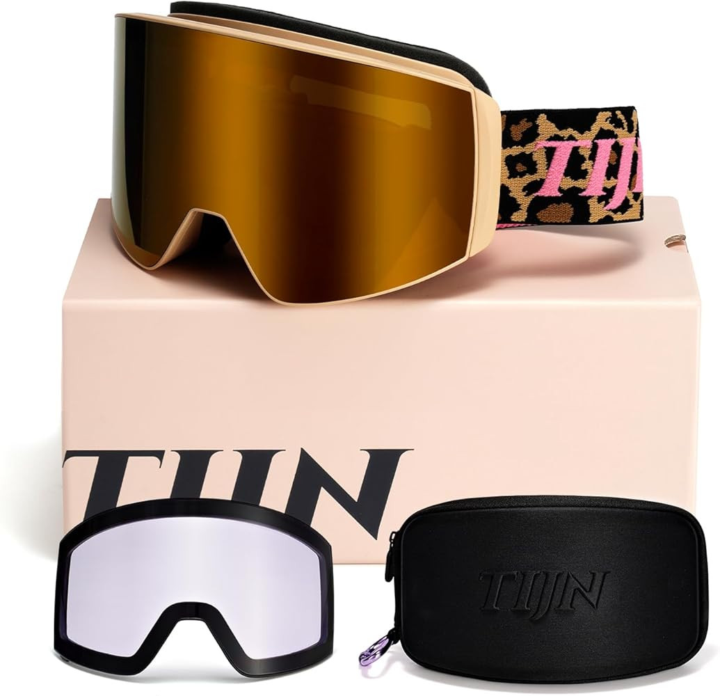 TIJN Ski Snowboard Goggles, Anti-Fog UV400 OTG Snow Goggles for Women Men with 2 Magnetic Interch... | Amazon (US)