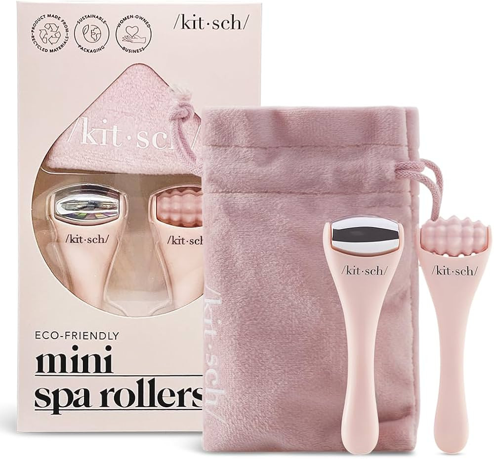 Kitsch Mini Ice Roller for Face Women & Mini Face Roller Skin Care Tools Set with Pouch, Eye Puff... | Amazon (US)