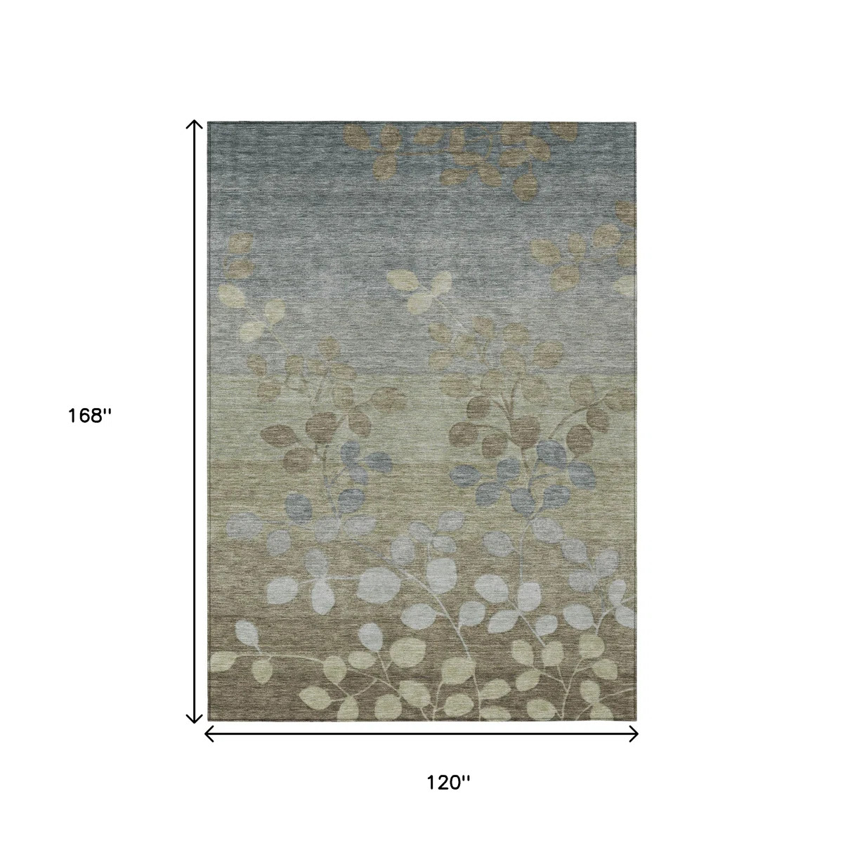 10' X 14' Khaki And Gray Floral Washable Indoor Outdoor Area Rug | Wayfair North America
