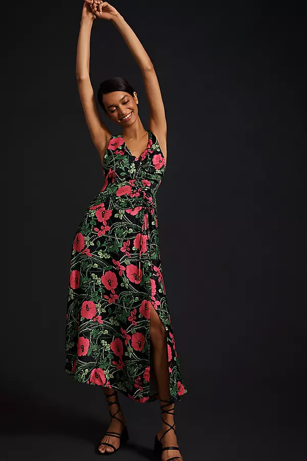 Maeve Ruched Midi Dress By Maeve in Pink Size 6 | Anthropologie (US)