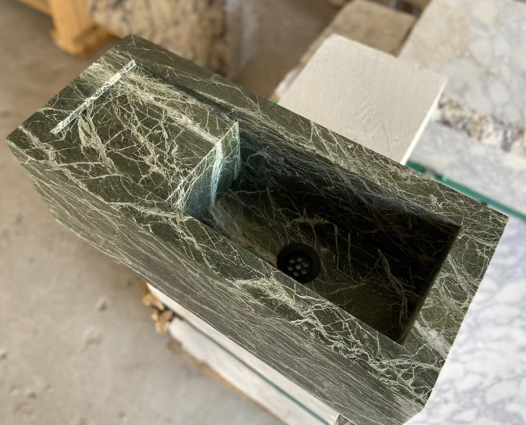 Verde Green Marble Sink, Green Marble Sink, Farmhouse Sink, Handmade Marble Sink, Wall Mount Marb... | Etsy (US)