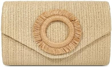 Straw Clutch Purse for Women,Summer Beach Bag,Envelope Evening Clutch Handbags for Formal Party W... | Amazon (US)