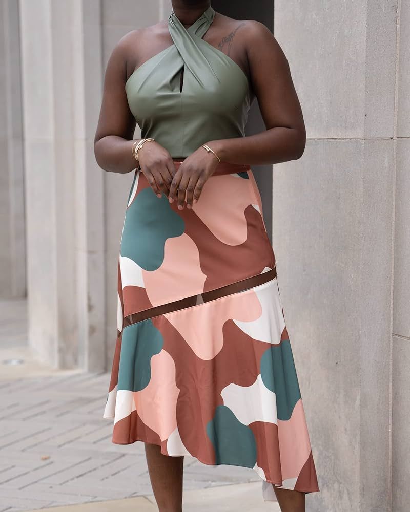 The Drop Women's Abstract Multicolor Print Asymmetric Skirt by @sweetlikeoyin | Amazon (US)