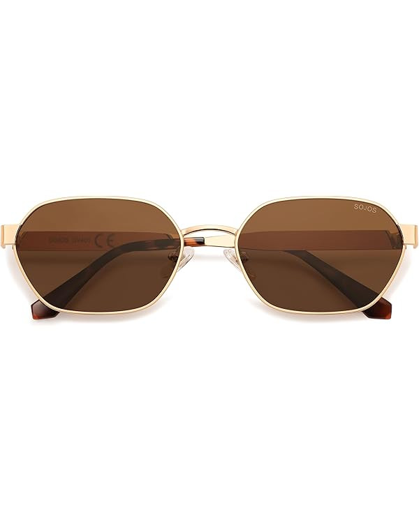 SOJOS Trendy Polarized Hexagon Sunglasses for Women Men, UV400 Retro Rectangle Shades SJ1238 | Amazon (US)
