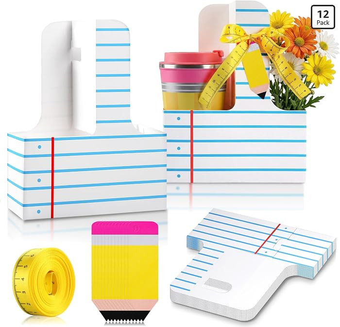 Eersida 12 Set Teacher Appreciation Gifts Notebook Design 2 Cup Drink Carrier with Greeting Card ... | Amazon (US)