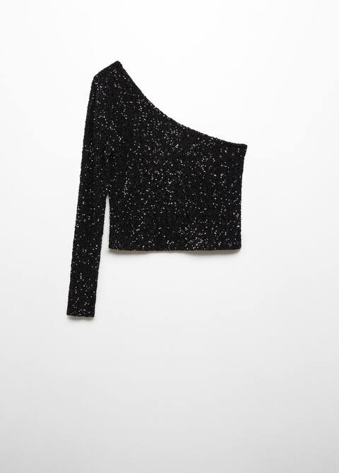 Top asymétrique sequins -  Femme | Mango France | MANGO (FR)