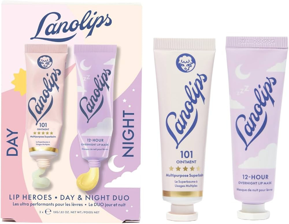 Lanolips 101 Lanolin Lip Balm & Overnight Lip Mask Duo - Heroes Kit for Complete Day to Night Car... | Amazon (US)