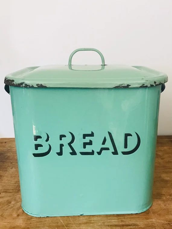 Vintage Green Enamel Bread Bin | Etsy | Etsy (US)