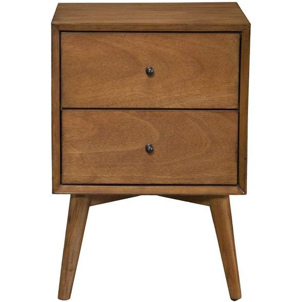 Alpine Furniture 966-02 Flynn Mid Century Modern 2 Drawer Nightstand, Acorn | Target