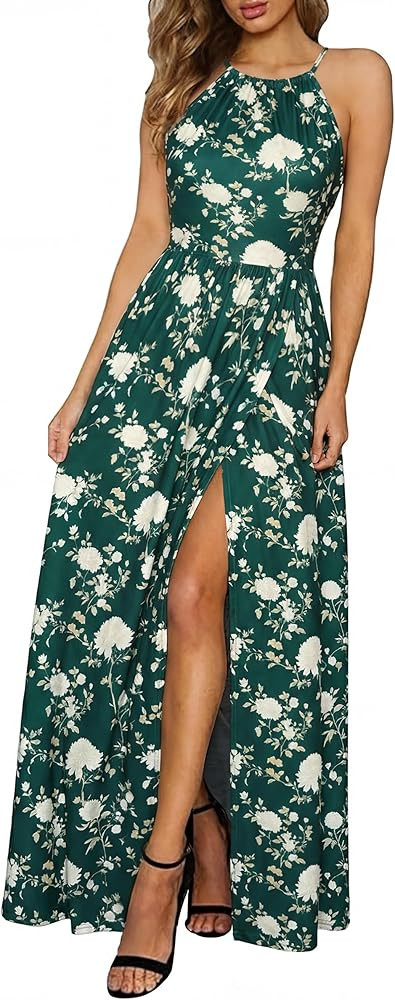 KILIG Women's Summer Floral Beach Flowy Split Maxi Long Dresses | Amazon (US)