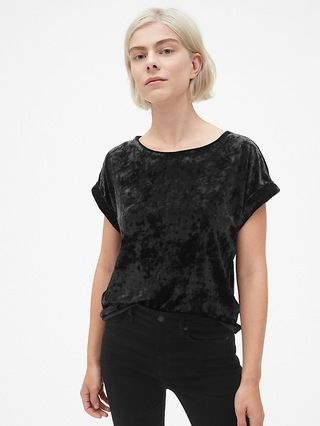 Velvet Roll-Sleeve Top | Gap US