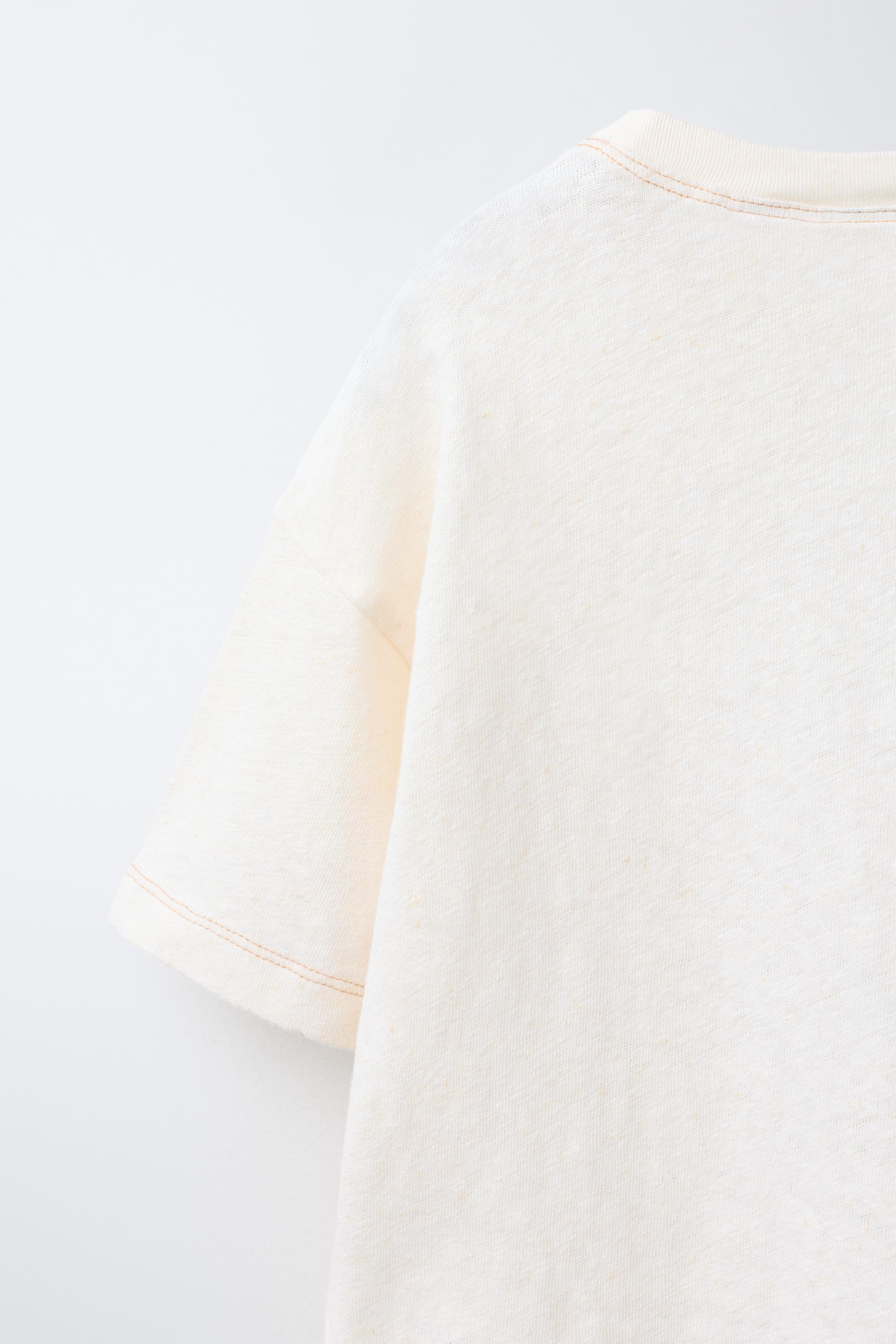 COTTON AND LINEN TEXT T-SHIRT | Zara US
