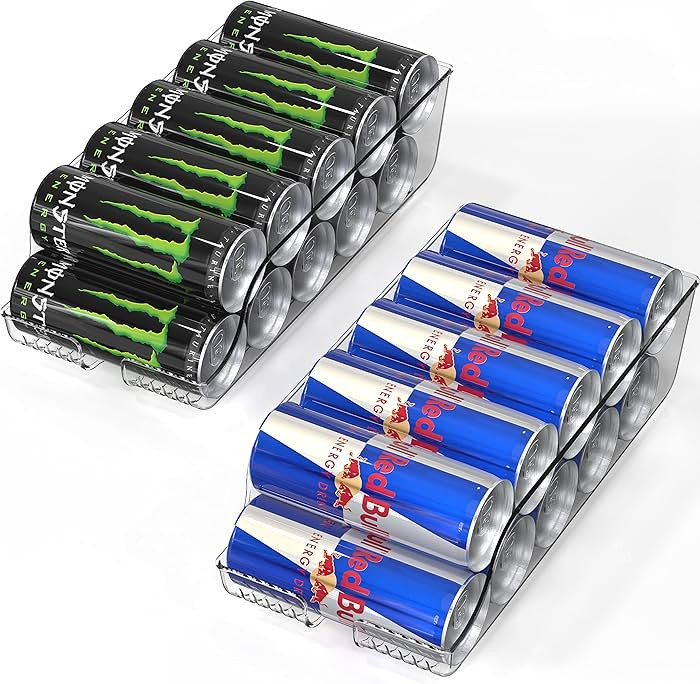 Simple Houseware Skinny Can Organizer for Pantry/Refrigerator, Clear, Set of 2 | Amazon (US)