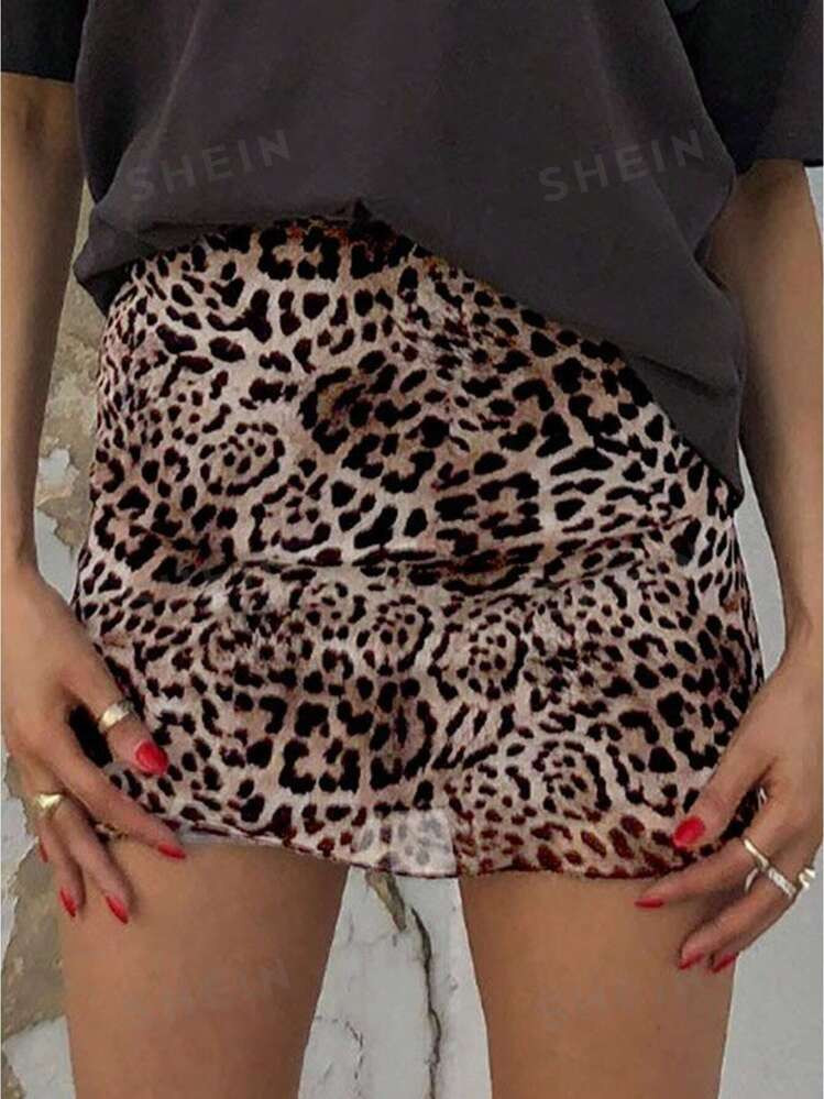 SHEIN SXY Women's Leopard Print Simple Daily Wear Skirt | SHEIN USA | SHEIN