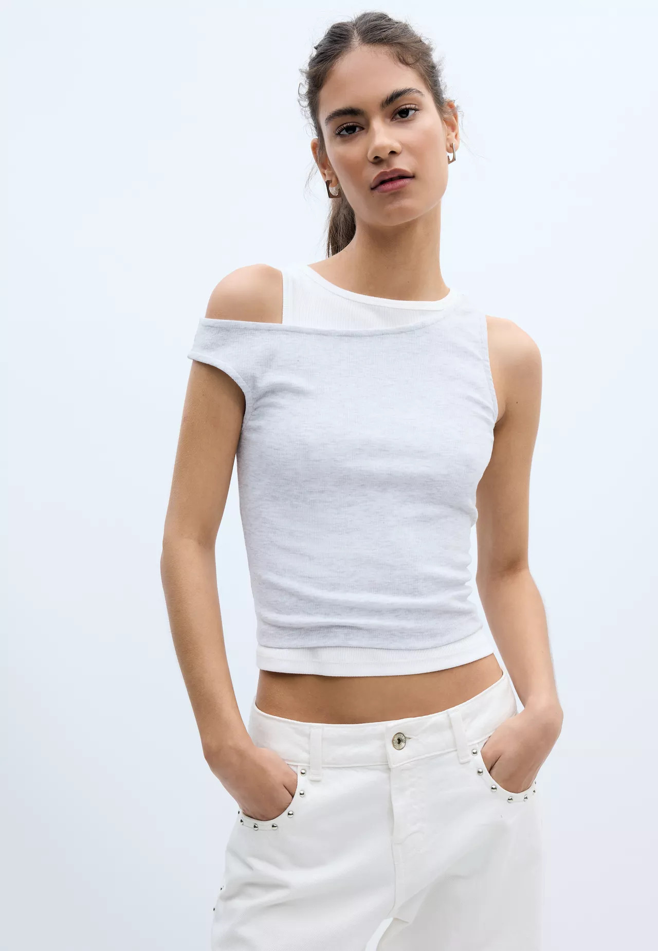 Double layer T-shirt - Women's fashion | Stradivarius United Kingdom | Stradivarius (UK)