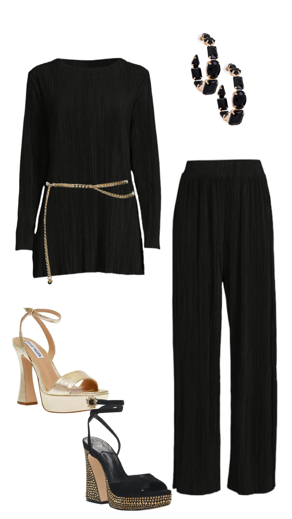 Night out ✨ set and co-ords
•
•
•
•
Two piece set, co-ords, gold chain, chain belt, platform heel, platform stiletto, date night, night out, ootd, holiday party, holiday event, fall, winter, sequin, leather, Walmart find, amazon find, embellished, glitter, pants suit, jumpsuit, dupe

#LTKunder100 #LTKSeasonal #LTKHoliday
